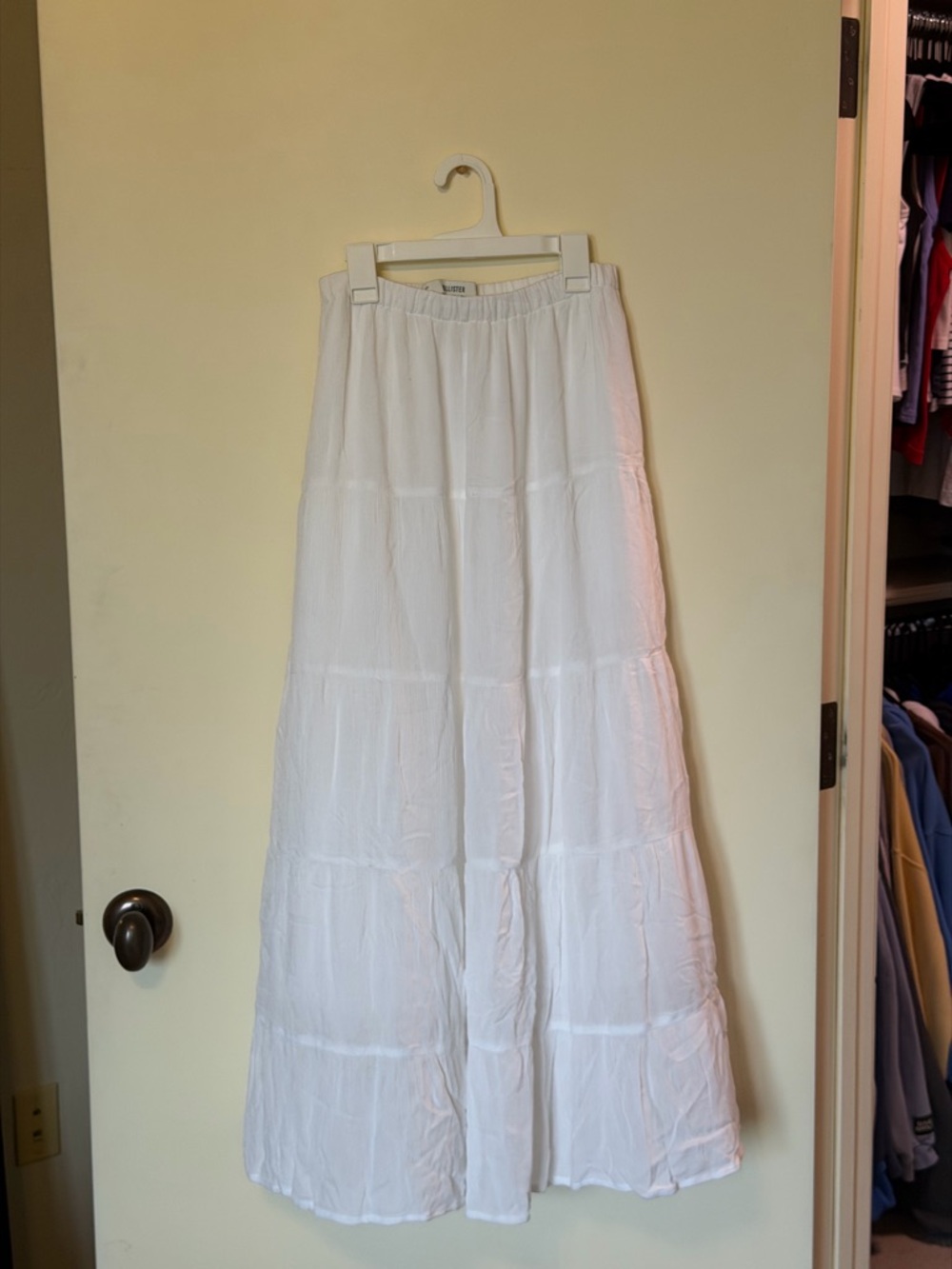 Hollister White Tiered Maxi Skirt